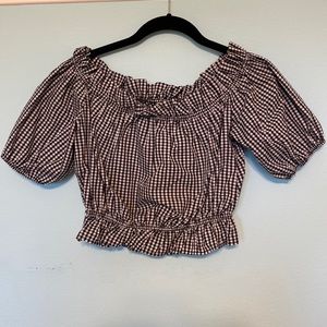 Gingham black & white top by Maitai.  Size small.